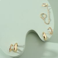Fashion Alloy Smooth Spiral Chain Tassel Hoop Earrings Set sku image 1