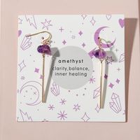 Fashion Amethyst Stone Simple Women's Alloy Earrings sku image 1