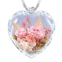 Fashion Retro Crystal Heart Pendant Flower Necklace sku image 1