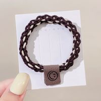 Simple Smiley Face Contrast Color Braided Twist Elastic Rubber Band Wholesale sku image 4