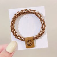 Simple Smiley Face Contrast Color Braided Twist Elastic Rubber Band Wholesale sku image 5