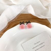 Korean Paint Bow Camellia Pendant Earrings sku image 2