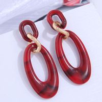 Fashion Simple Oval Shape Resin Pendant Earrings sku image 1