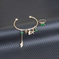 Fashion Shell Pearl Turquoise Pendant Open Bracelet Ring Set main image 5