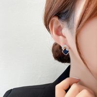 New Black Geometric Square Stud Earrings main image 6