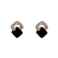 New Black Geometric Square Stud Earrings main image 7