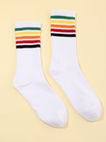 Chaussettes Simples À Rayures Colorées Pour Hommes sku image 1