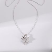 2022 Fashion Copper Gold-plated Hollow Flower Zircon Pendant Necklace main image 3