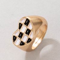 Fashion Black White Checkered Snake-shaped Oil Drop Ring Two-piece Set main image 6