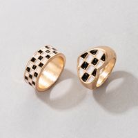 Fashion Black White Checkered Snake-shaped Oil Drop Ring Two-piece Set main image 7