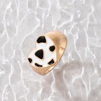 Fashion Black White Checkered Snake-shaped Oil Drop Ring Two-piece Set main image 8