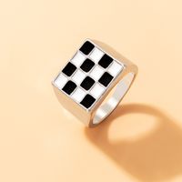 Fashion Black White Checkered Snake-shaped Oil Drop Ring Two-piece Set sku image 5