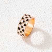 Fashion Black White Checkered Snake-shaped Oil Drop Ring Two-piece Set sku image 6