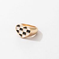 Fashion Black White Checkered Snake-shaped Oil Drop Ring Two-piece Set sku image 7