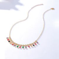 Fashion Copper Inlaid Color Water Drop Zircon 18k Gold-plated Necklace main image 4