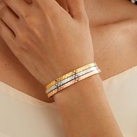 Fashion Stainless Steel 18k Gold-plated Plaid Pattern Three-color Bracelet sku image 1