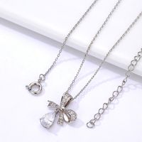 2022 Fashion Copper Gold-plated Bow Drop-shaped Zircon Pendant Necklace sku image 1