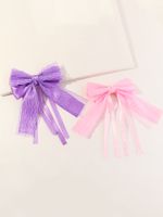 Cute Solid Color Children's Bow Tassel Hair Clip 2 Pieces Set sku image 1