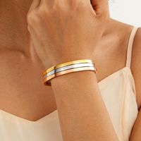 New Fashion Letter Stainless Steel 18k Gold-plated Letter Three-color Bracelet main image 1