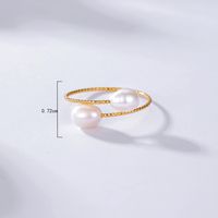 Simple Copper Natural Freshwater Pearl Open Adjustable Ring main image 5