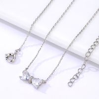2022 Fashion Creative Copper Gold-plated Bow Zircon Pendant Necklace sku image 1