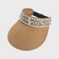 Korean Straw-woven Alphabet Sunscreen Hat Women's Empty Top Hat main image 3