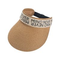 Korean Straw-woven Alphabet Sunscreen Hat Women's Empty Top Hat main image 6