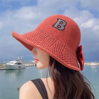 Summer New Bow Embroidery Letter Fisherman Hat Ladies Sun Hat main image 2