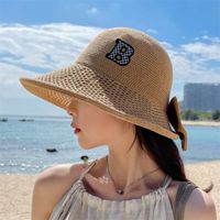 Summer New Bow Embroidery Letter Fisherman Hat Ladies Sun Hat main image 3