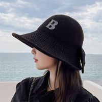 Summer New Bow Embroidery Letter Fisherman Hat Ladies Sun Hat main image 4