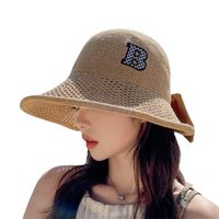 Summer New Bow Embroidery Letter Fisherman Hat Ladies Sun Hat main image 6