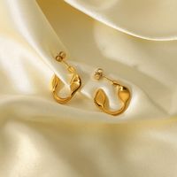 New Fashion Simple 18k Gold Plated Stainless Steel Mobius Hoop Earrings Stud main image 3