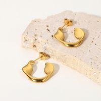 New Fashion Simple 18k Gold Plated Stainless Steel Mobius Hoop Earrings Stud main image 5