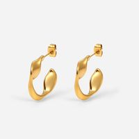 New Fashion Simple 18k Gold Plated Stainless Steel Mobius Hoop Earrings Stud main image 6