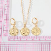 Fashion Golden Round Coin Embossed Angel Earring Necklace Set main image 5