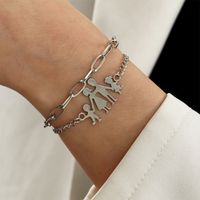 Family Metal Double-layer Superimposed Adjustable Fashion Alloy Jewelry Bracelet main image 2