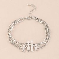 Family Metal Double-layer Superimposed Adjustable Fashion Alloy Jewelry Bracelet main image 3