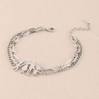 Family Metal Double-layer Superimposed Adjustable Fashion Alloy Jewelry Bracelet main image 4