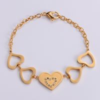 Fashion Titanium Steel Heart-shaped Bracelet Simple Hollow Bracelet main image 1