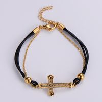 Fashion Titanium Steel Double-layer Bracelet Simple Diamond Cross Bracelet main image 1