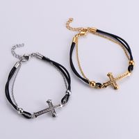 Fashion Titanium Steel Double-layer Bracelet Simple Diamond Cross Bracelet main image 3