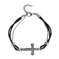 Fashion Titanium Steel Double-layer Bracelet Simple Diamond Cross Bracelet main image 6