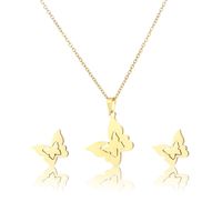 Mexican Insect Butterfly Necklace Earring Set Gold-plated Stainless Steel Three-piece Set main image 6