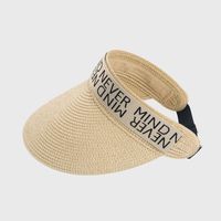 Korean Straw-woven Alphabet Sunscreen Hat Women's Empty Top Hat sku image 1