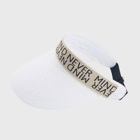 Sombrero De Copa Vacío Para Mujer, Sombrero De Protección Solar Con Alfabeto Tejido De Paja Coreano sku image 3