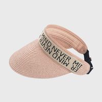Korean Straw-woven Alphabet Sunscreen Hat Women's Empty Top Hat sku image 4