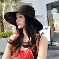 Sweet Bow Big Brim Sun Hat Summer Black Glue Anti-ultraviolet Sun Hat sku image 2
