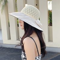 Sweet Bow Big Brim Sun Hat Summer Black Glue Anti-ultraviolet Sun Hat sku image 5