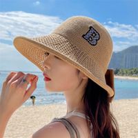 Summer New Bow Embroidery Letter Fisherman Hat Ladies Sun Hat sku image 6