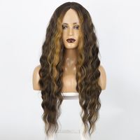 Women's Lace Middle Part Long Curly Hair Chemical Fiber Headgear Silk Highlighting Wig main image 3